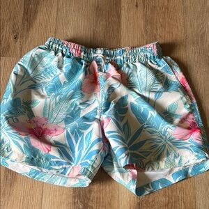 Chubbies Blue and Green Leaf Print Shorts